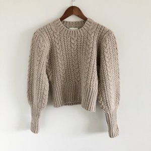 Doen Mulberry Baby Alpaca Braided Cable Knit Sweater S